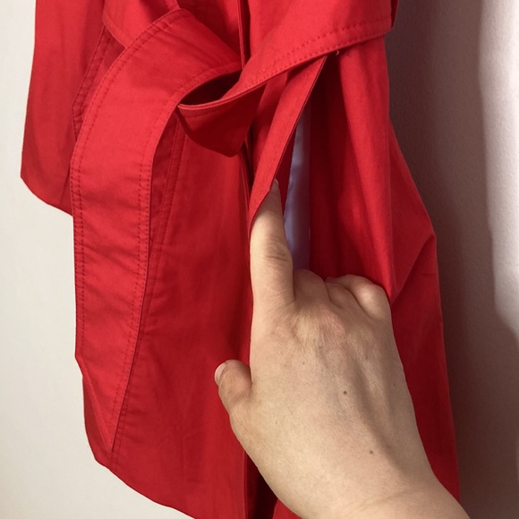 Smythe Jacket Womens 2 Red Cotton Short Trench White Buttons Classic Designer - Picture 9 of 16